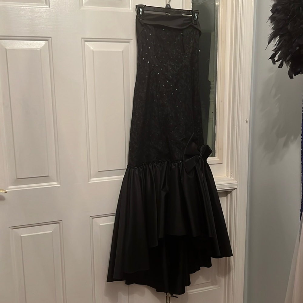 Formal strapless black dress and sequin details Dressy Details size 10